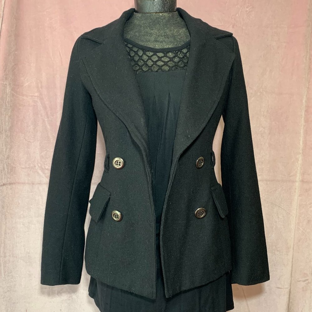 Forever 21 Black Double Breasted Peacoat Jacket